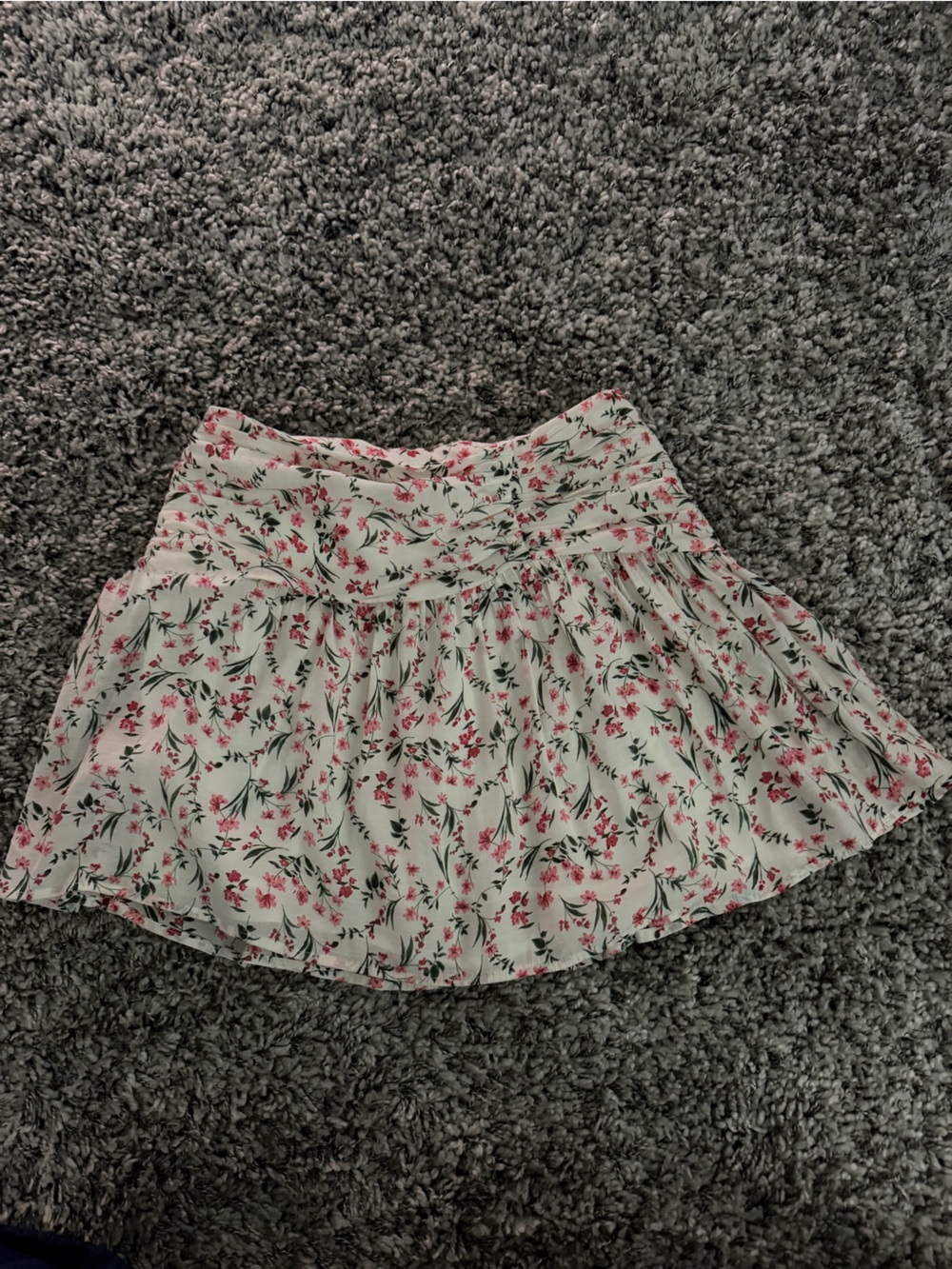 MINKPINK White Skater Skirt with Pink Floral Print